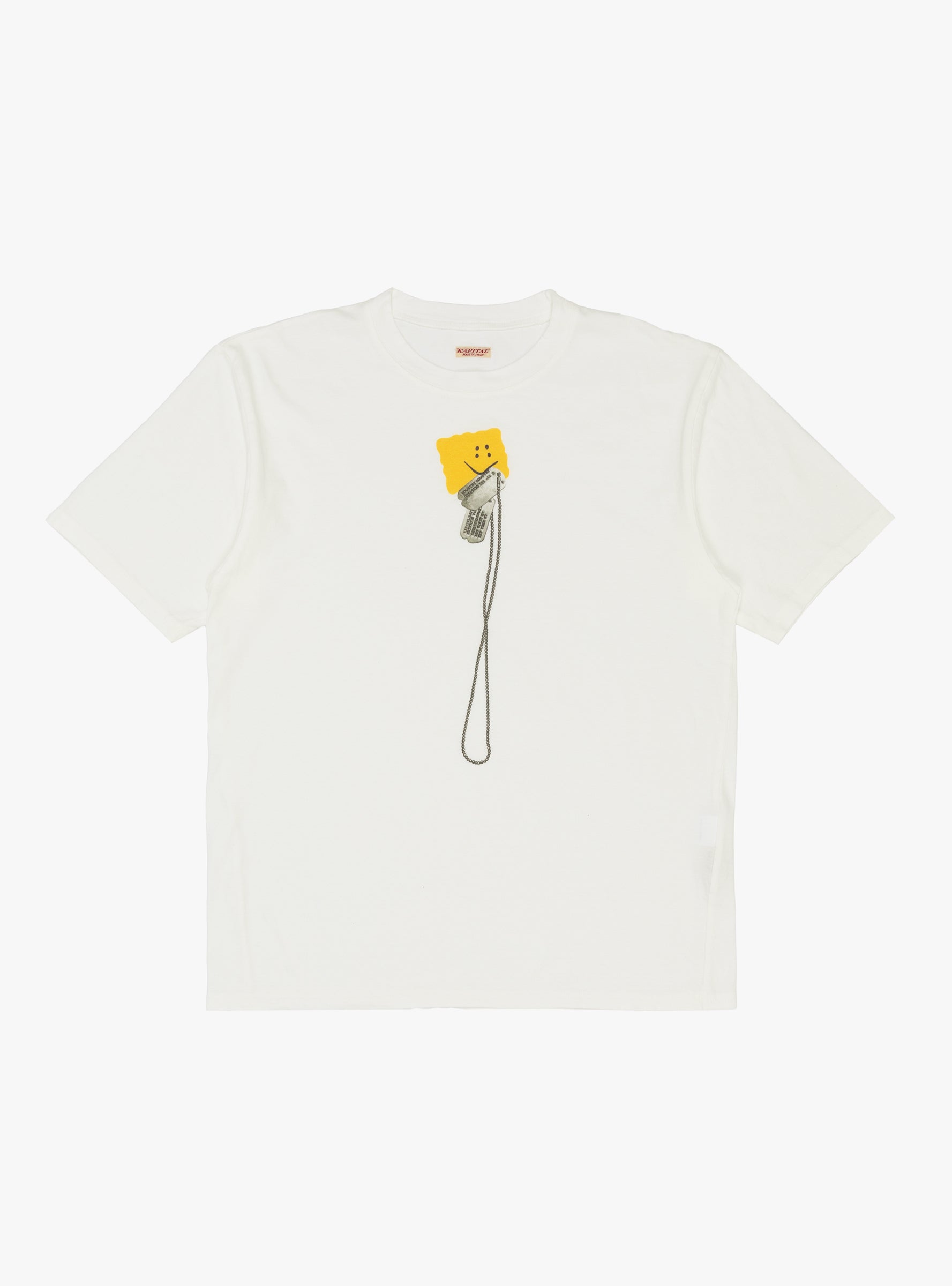 Jersey Peckish Dog Tag Crew T-Shirt White KAPITAL (front) at Couverture & The Garbstore