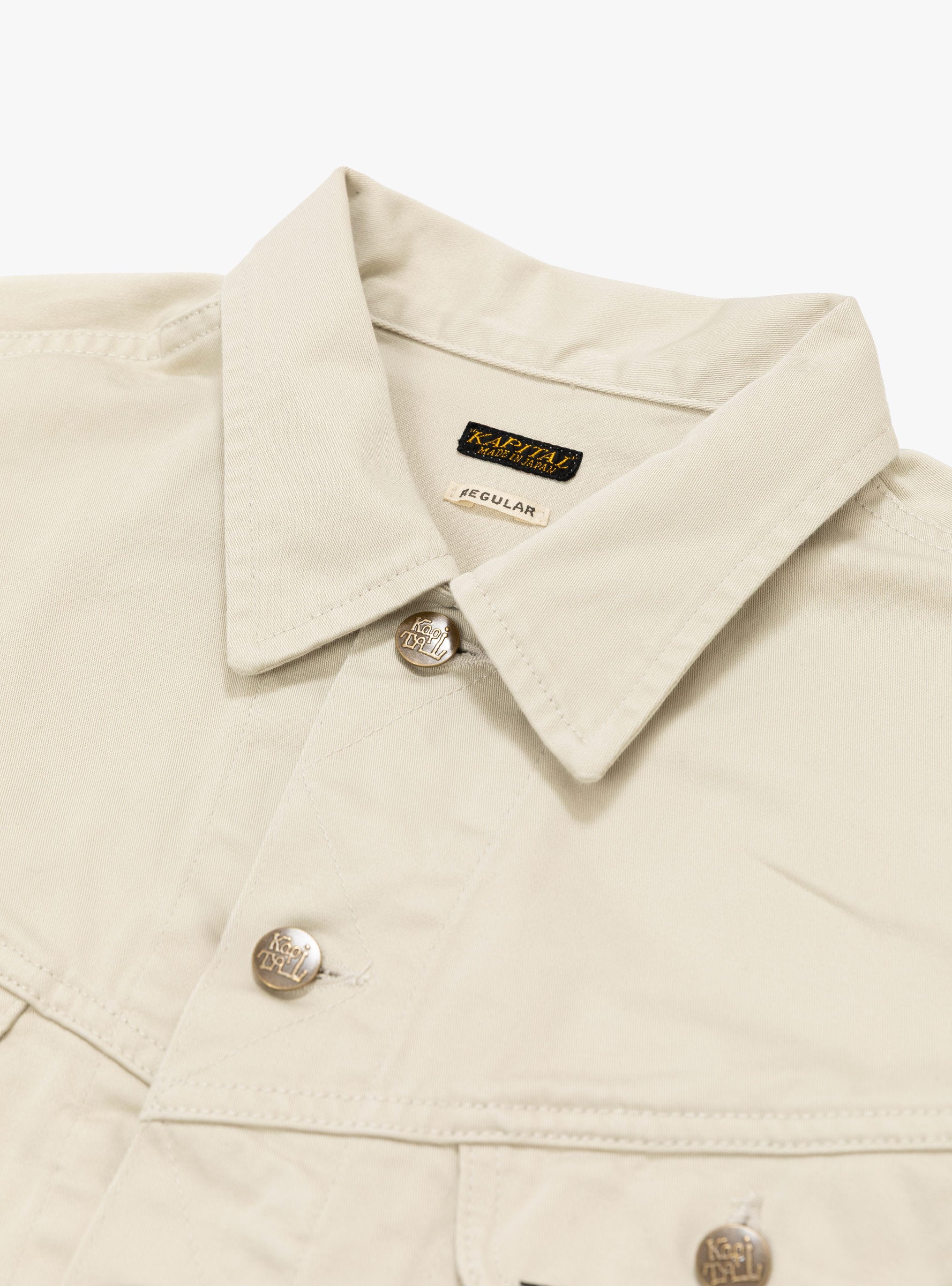 Vintage Satin Westerner Jacket Ecru KAPITAL (collar close up) at Couverture & The Garbstore
