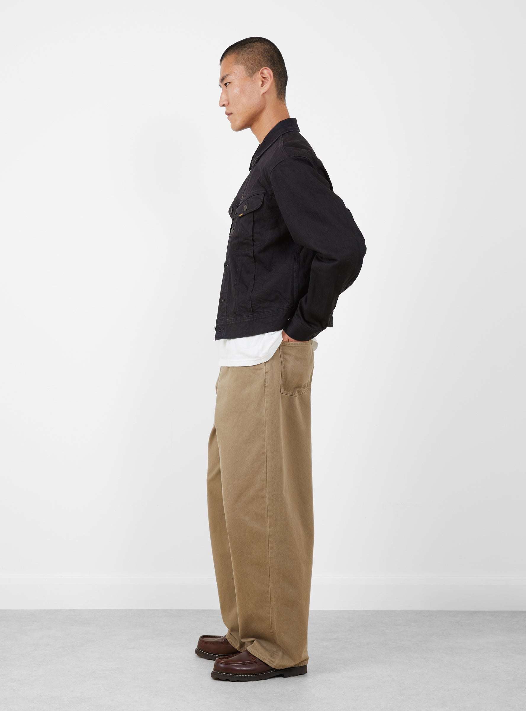 Vintage Satin Club Baggy 5P Pants Mocha Beige KAPITAL (model side) at Couverture & The Garbstore