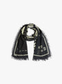 Kayo Hueso Rayon Fringed Stole Black KAPITAL (top view) at Couverture & The Garbstore