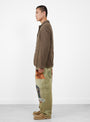 The Twill Aging-Wool Hospital Jacket from Kapital comes in Brown Stripe at Couverture & The Garbstore
 model side