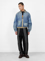 12oz Yagasuri Jacquard Denim Nime Pants from Kapital come in Black at Couverture & The Garbstore
model front