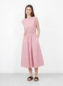 The Demi Boatneck Dress Poppy Stripe from Suzie Kondi at Couverture & the Garbstore model front
