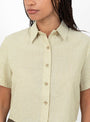 The Striped Cropped Shirt from 7115 by Szeki comes in Mustard at Couverture & The Garbstore
detail