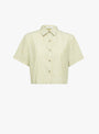 The Striped Cropped Shirt from 7115 by Szeki comes in Mustard at Couverture & The Garbstore
front