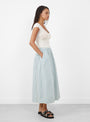 The Kaia Two Way Wrap Cap Sleeve T-Shirt in White from Malu at Couverture and The Garbstore
model side