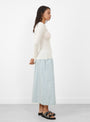 The Zoe Crew Neck Long Sleeve T-Shirt in White from Malu at Couverture and The Garbstore
model side