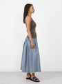The Maya Sleeveless Henley Taupe in Grey from Malu at Couverture and The Garbstore 
model side