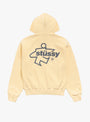 The Surf Size Garment Dyed Zip Hoodie from Stüssy comes in Gold at Couverture & The Garbstore back 