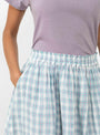 The Dagny Skirt from Skall Studio comes in Purple and Blue Check at Couverture & The Garbstore model detail