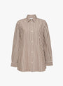 The Edgar Shirt from Skall Studio comes in Brown and Ecru Stripe at Couverture & The Garbstore
front 