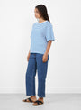 The Boyfriend Tee from Skall Studio comes in Blue and Optic White Stripe at Couverture & The Garbstore
model side