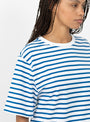 The Boyfriend Tee from Skall Studio comes in Blue and Optic White Stripe at Couverture & The Garbstore
model detail
