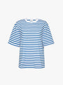 The Boyfriend Tee from Skall Studio comes in Blue and Optic White Stripe at Couverture & The Garbstore
front 