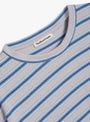 The Triple Rapport Stripe T-Shirt from YMC comes in Blue Multi at Couverture & The Garbstore
label