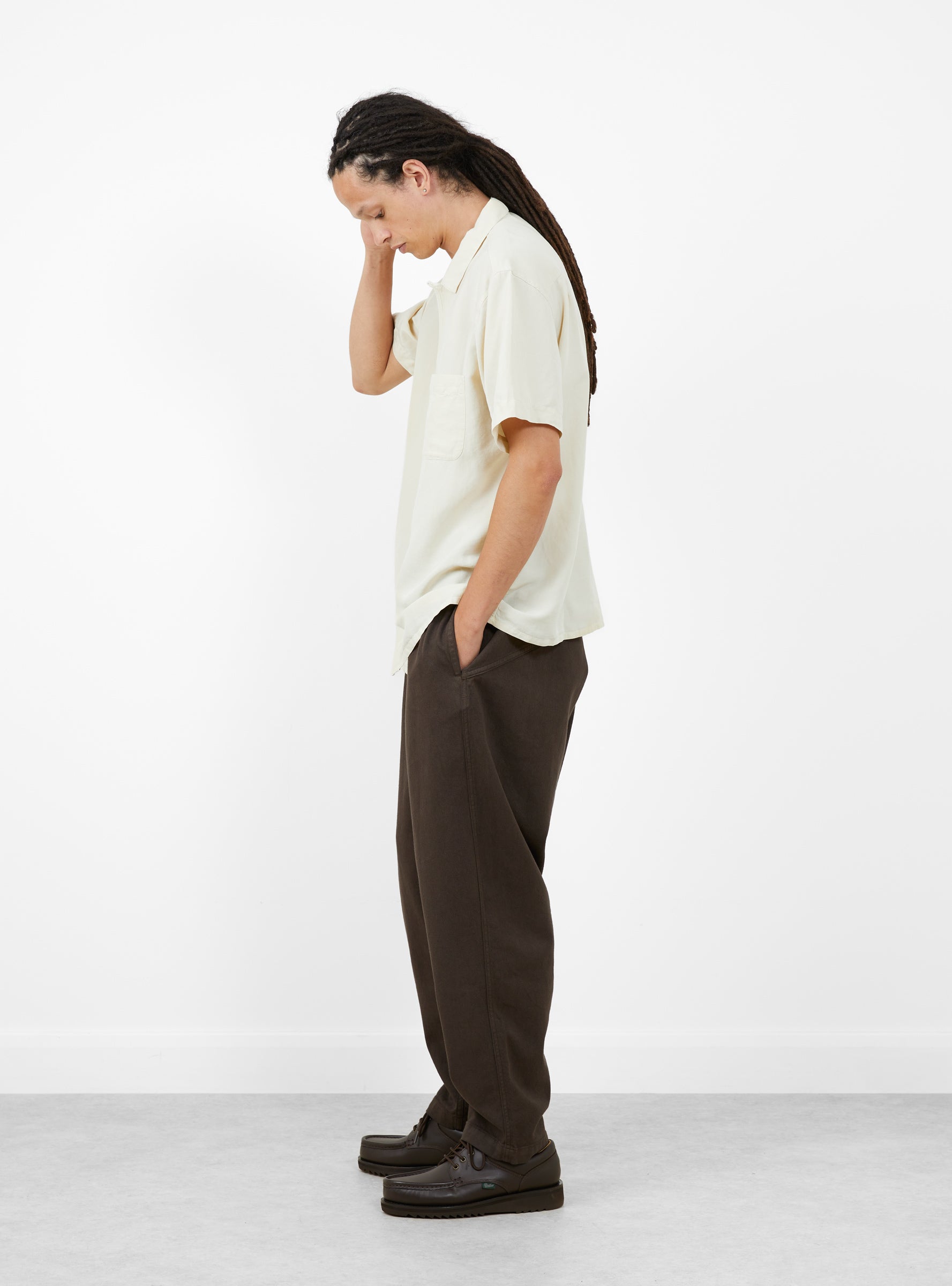 Alva Skate Trouser Brown-Brown-YMC You Must Create model side at Couverture & The Garbstore