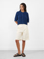 The Kwai Knit Cardigan from YMC comes in Blue at Couverture & The Garbstore
model front 