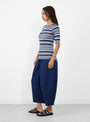 The Charlotte Short Sleeve Top from YMC comes in Blue Multi at Couverture & The Garbstore
model side
