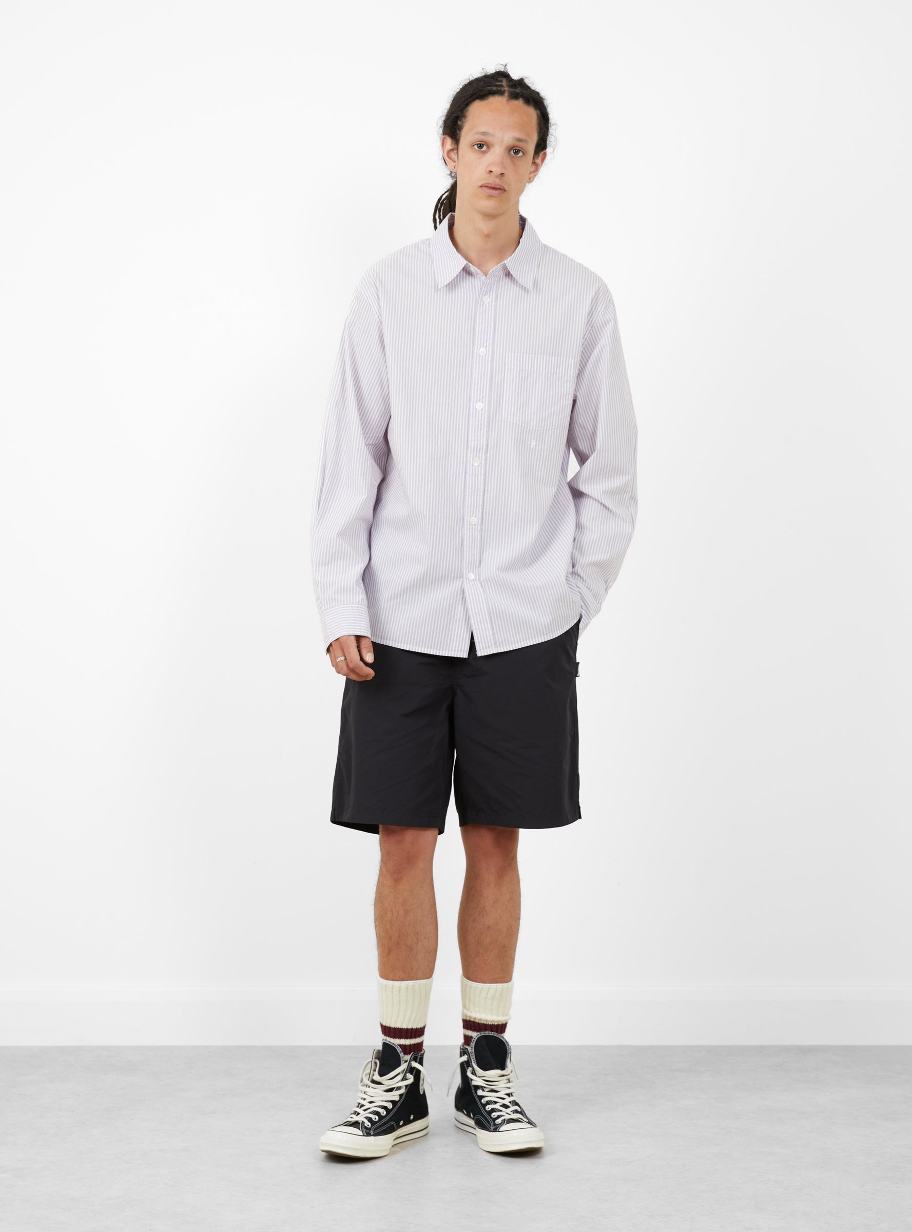 Cordura Basic Short Black-Black-Stussy  model front at Couverture & The Garbstore