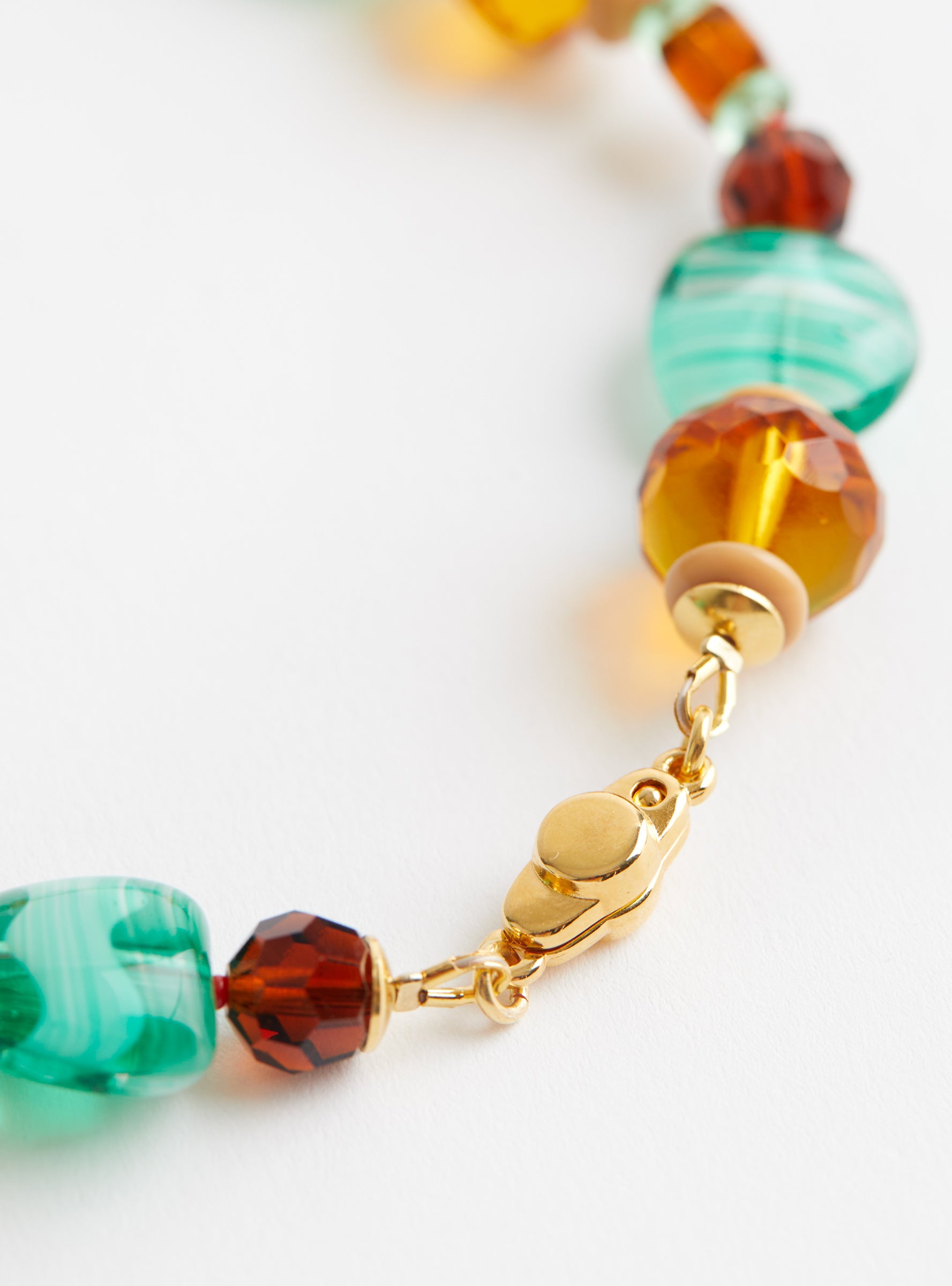 Mini Fancy Glass Beads Necklace Brown and TurquoiseBrown and TurquoiseAglagla close up at Couverture & The Garbstore