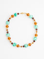 Mini Fancy Glass Beads Necklace Brown and TurquoiseBrown and TurquoiseAglagla front view at Couverture & The Garbstore