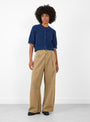 W Dropout Trouser Taupe-Taupe-YMC(model front) at Couverture & The Garbstore