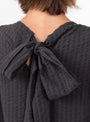 Japanese Cotton Dobby Seersucker Isabella Dress Umber and Navy Check Umber and Navy Check Cawley (model close up) at Couverture & The Garbstore