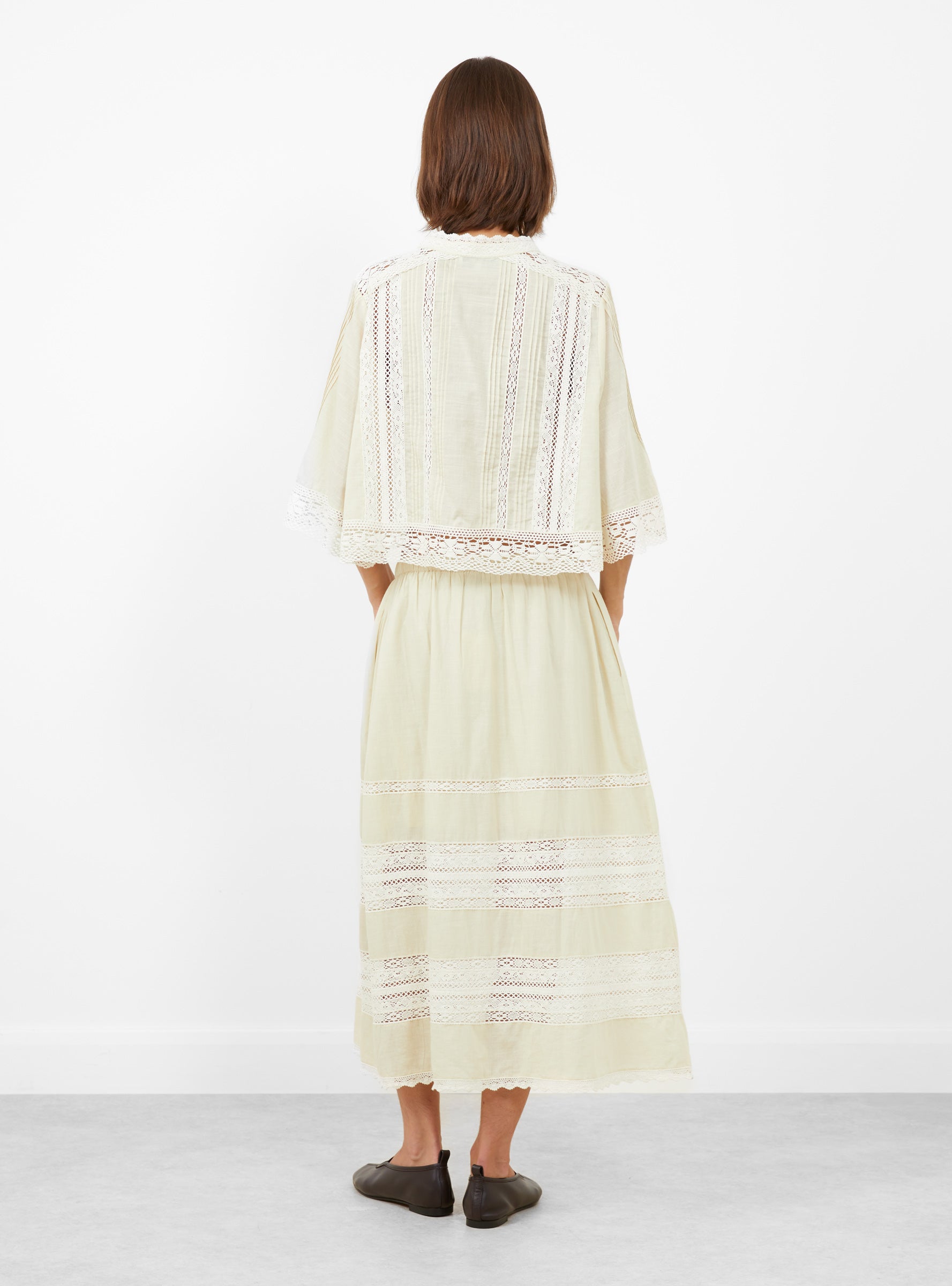 Pippa Solid Short Sleeve Top Cream Cream Sea (model back) at Couverture & The Garbstore