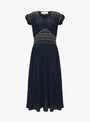 Anthonia Smocking Puff Sleeve Dress Navy from Sea at Couverture & The Garbstore
front