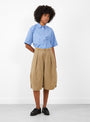 W Salba Shorts Taupe-Taupe-YMC(model front) at Couverture & The Garbstore