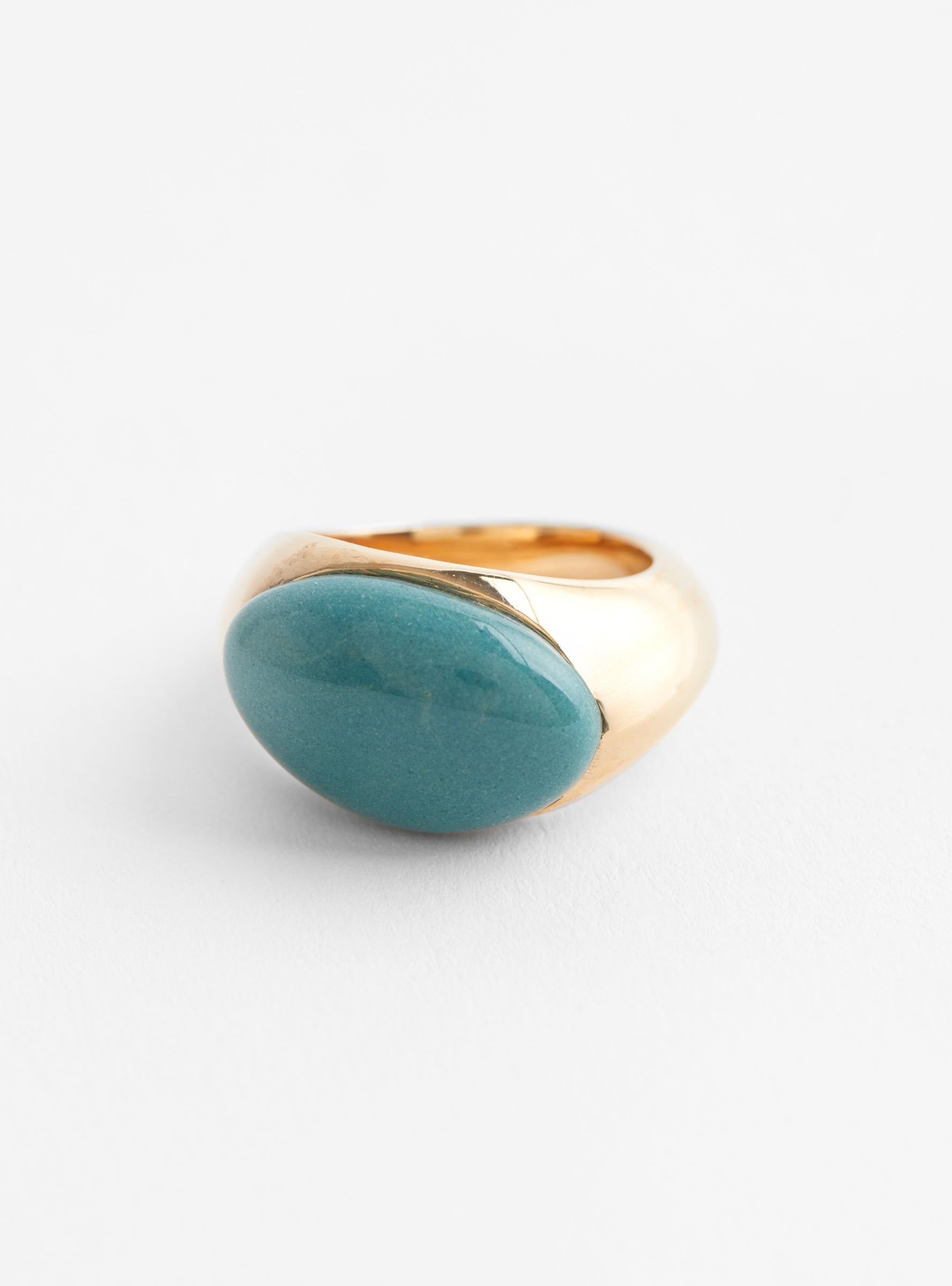 Oval Ceramic Gold Plated Brass Ring MintMintHR front view at Couverture & The Garbstore