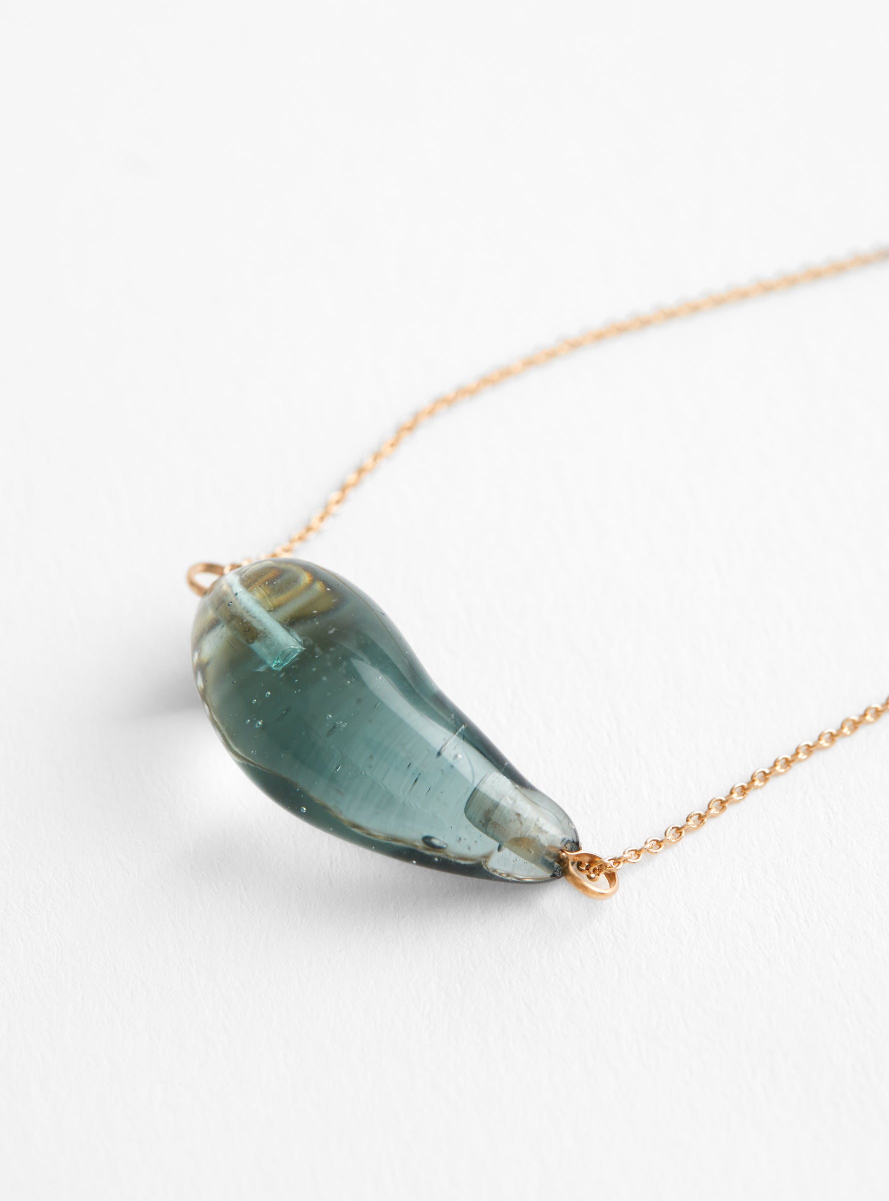 Glass Bean Pendant On Chain IceIceHR close up at Couverture & The Garbstore