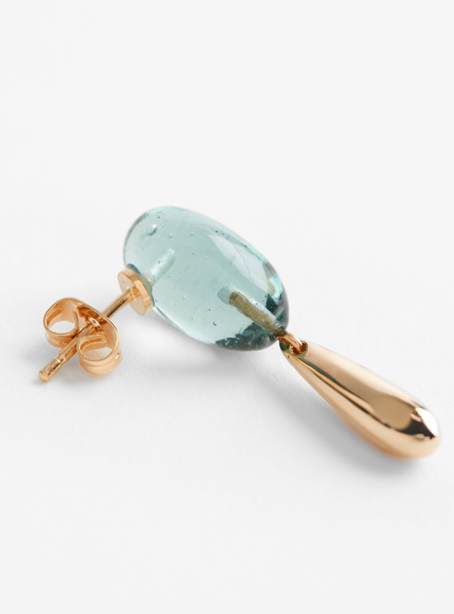 Glass Earrings with Gold Plated Brass Drops IceIceHR bakc at Couverture & The Garbstore
