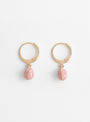 2 Stone on Mini Round Gold Plated Brass Hooks Pink QuartzPink QuartzHR top view at Couverture & The Garbstore