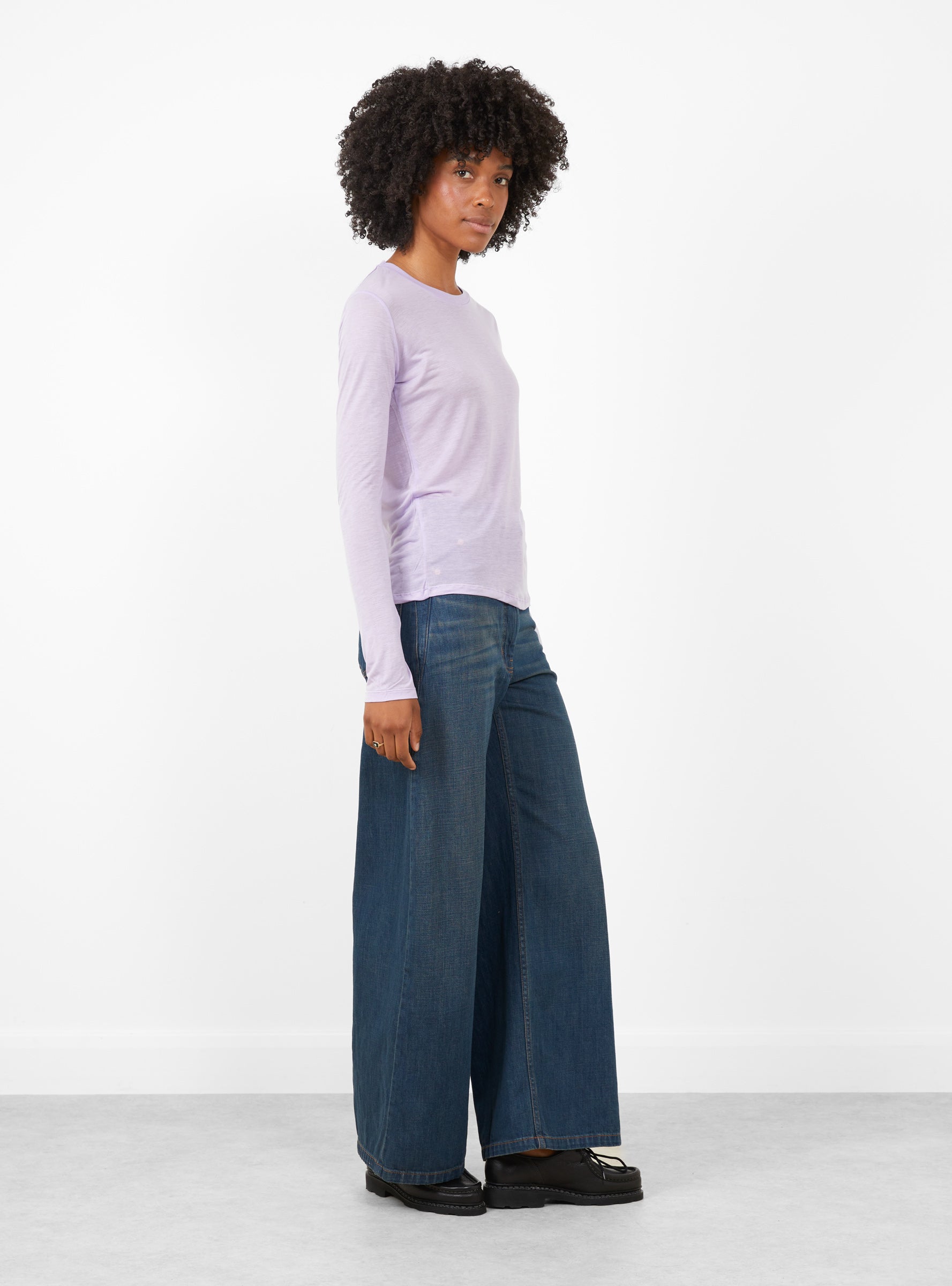 Long Sleeve Tee One PurpleOne PurpleBASE (model side) at Couverture & The Garbstore [pos:3.jpg]