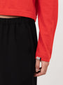No 451 Lisa Long Sleeve T-Shirt Tomato Tomato Extreme Cashmere (model close up) at Couverture & The Garbstore