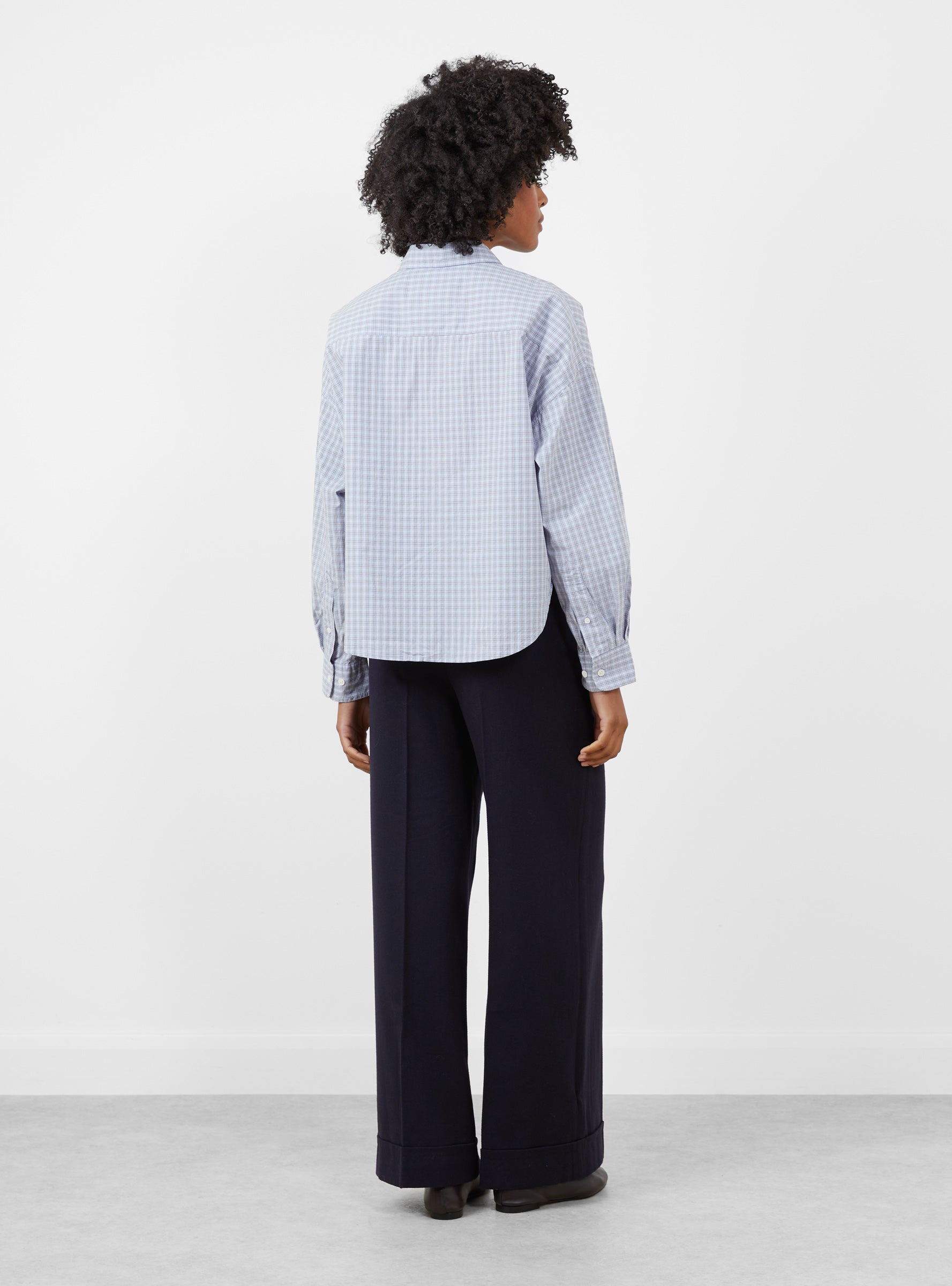Ginger Shirt Blue Check Blue Check Bellerose (model back) at Couverture & The Garbstore