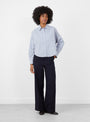 Ginger Shirt Blue Check Blue Check Bellerose (model fornt) at Couverture & The Garbstore