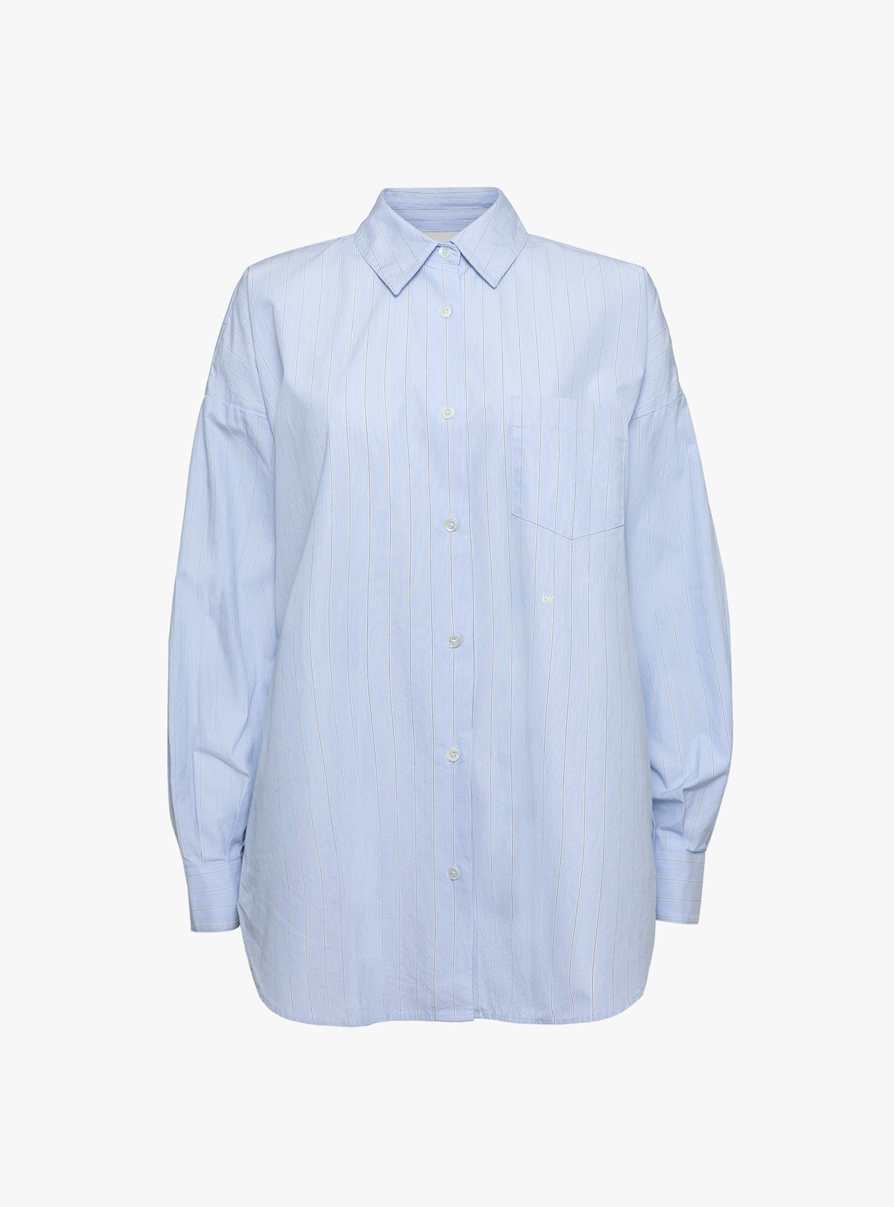 Giorgia Shirt Blue and Grey Stripe Blue ans Grey Stripe Bellerose_Front_View at Couverture & The Garbstore