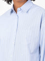 Giorgia Shirt Blue and Grey Stripe Blue ans Grey Stripe Bellerose (collar closeup) at Couverture & The Garbstore