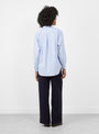 Giorgia Shirt Blue and Grey Stripe Blue ans Grey Stripe Bellerose (model back) at Couverture & The Garbstore