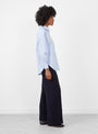 Giorgia Shirt Blue and Grey Stripe Blue ans Grey Stripe Bellerose (model side) at Couverture & The Garbstore