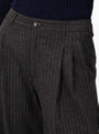 Volkert Trouser Dark Grey Stripe Dark Grey Stripe Bellerose (model closeup) at Couverture & The Garbstore