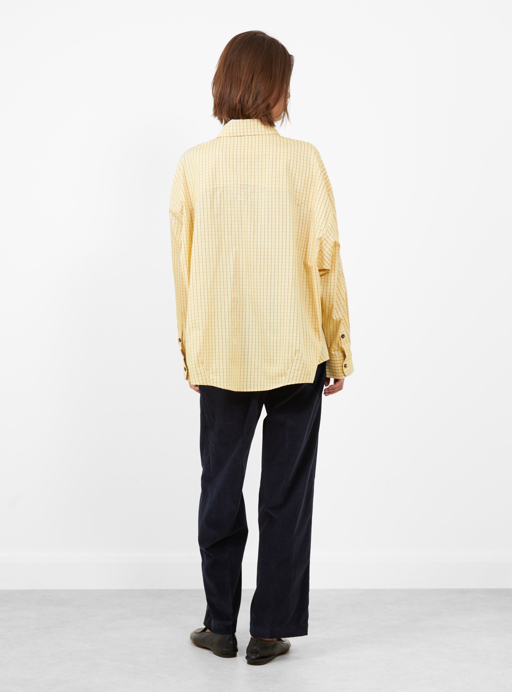 Checked Oversized Shirt Yellow and Brown Yellow and Brown CORDERA (model back) at Couverture & The Garbstore