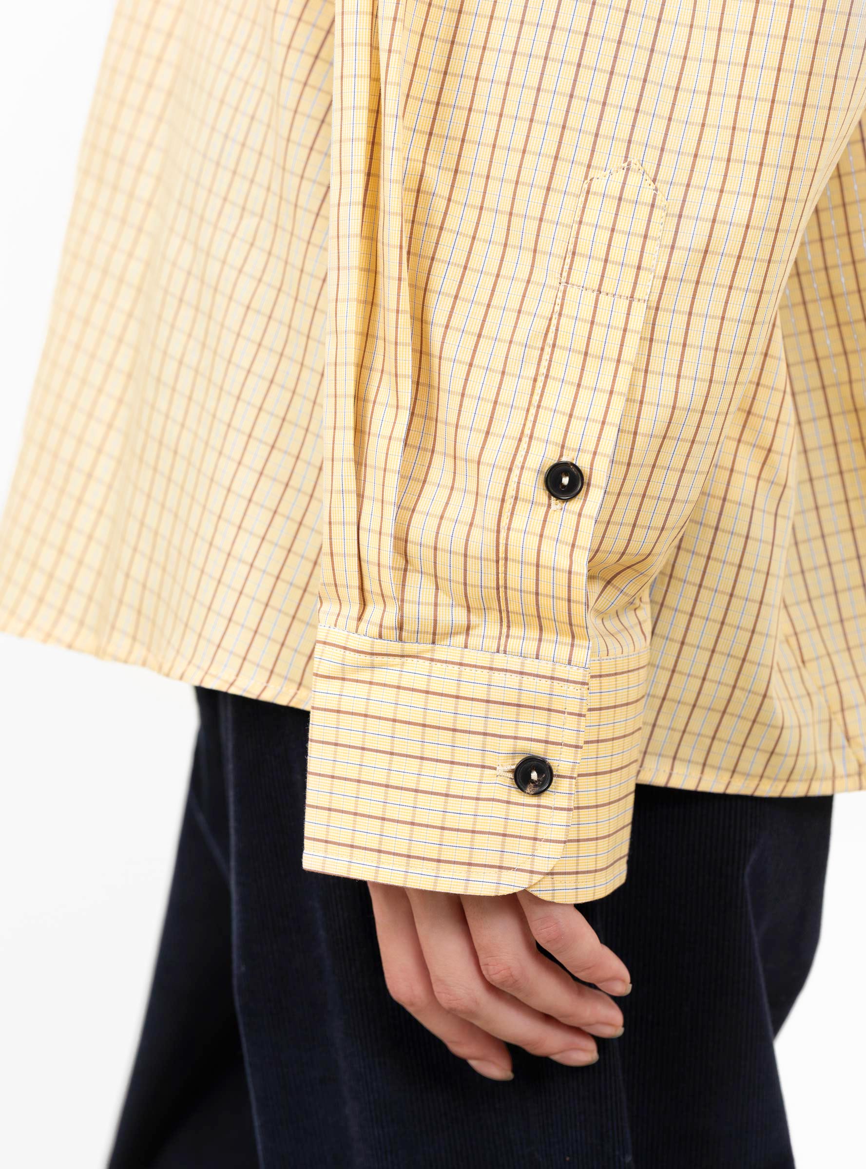 Checked Oversized Shirt Yellow and Brown Yellow and Brown CORDERA (model close up) at Couverture & The Garbstore