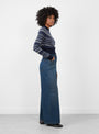 Crew Neck Darted Sleeve Jumper Fair Isle Blue Fair Isle Blue HIMALA (model side) at Couverture & The Garbstore