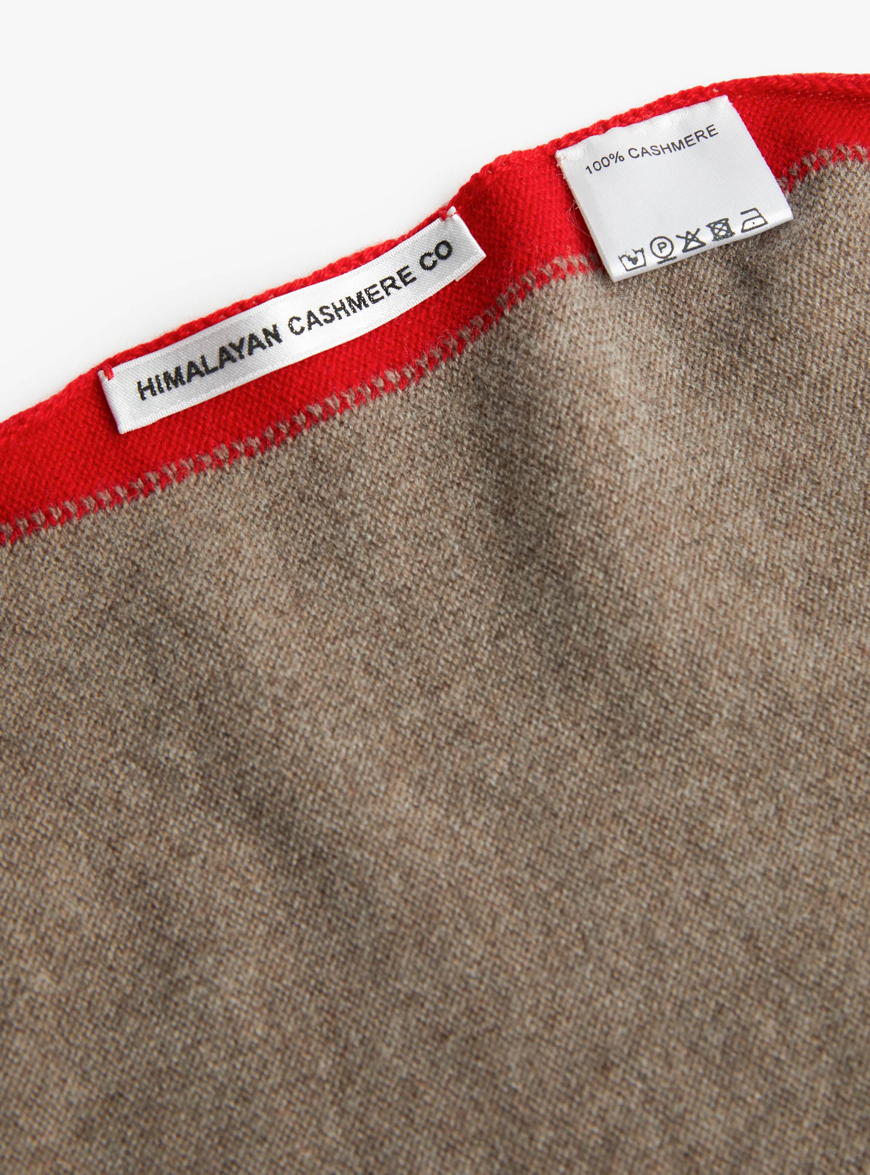 Triangle Scarf Bracken and Scarlet by Himalayan Cashmere (stripe close up) at Couverture & The Garbstore