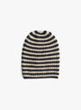 Striped Nimbus Ribbed Hat Black and Beige by Himalayan Cashmere (top view) at Couverture & The Garbstore
