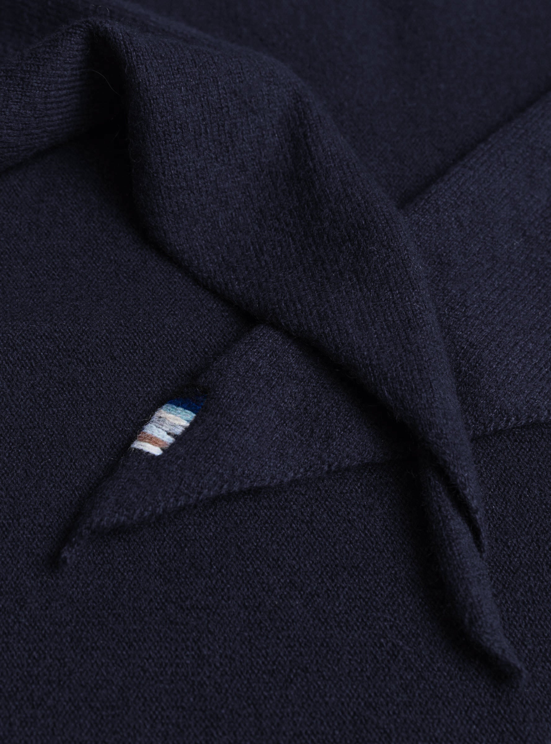No 35 Knit Bandana Navy EXTREME CASHMERE Embroidery_Detail at Couverture & The Garbstore