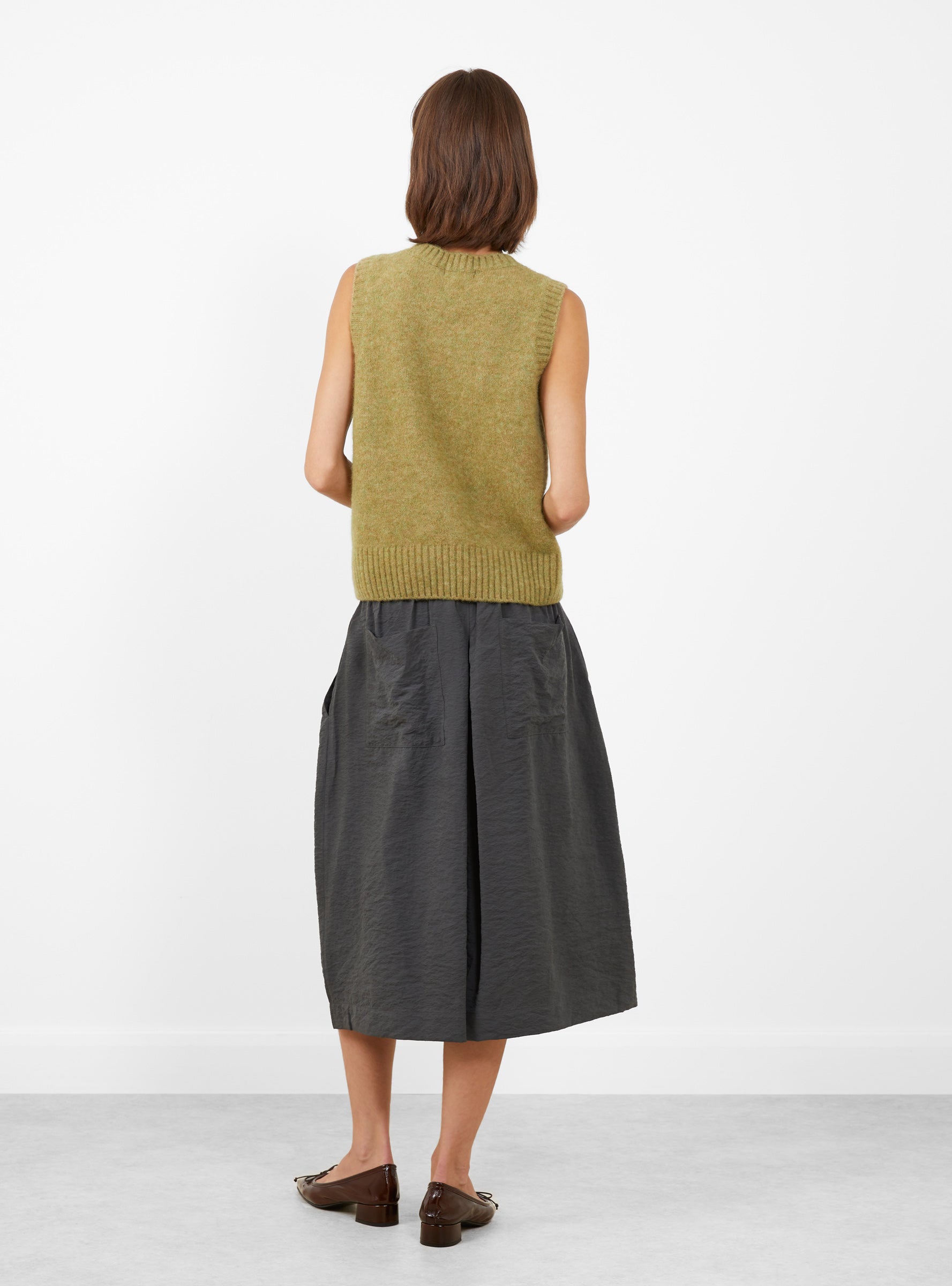 Namaste Knit Vest Sage Sage SOEUR (model back) at Couverture & The Garbstore